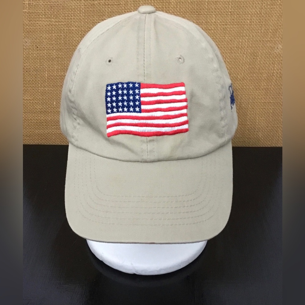 Sportsman Classic Khaki Baseball Cap with Embroidered American Flag